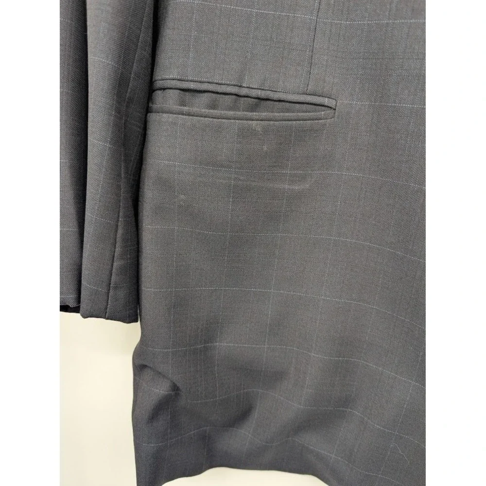 Hickey Freeman Gray Windowpane Sport Wool‎ coat 48 R and pants